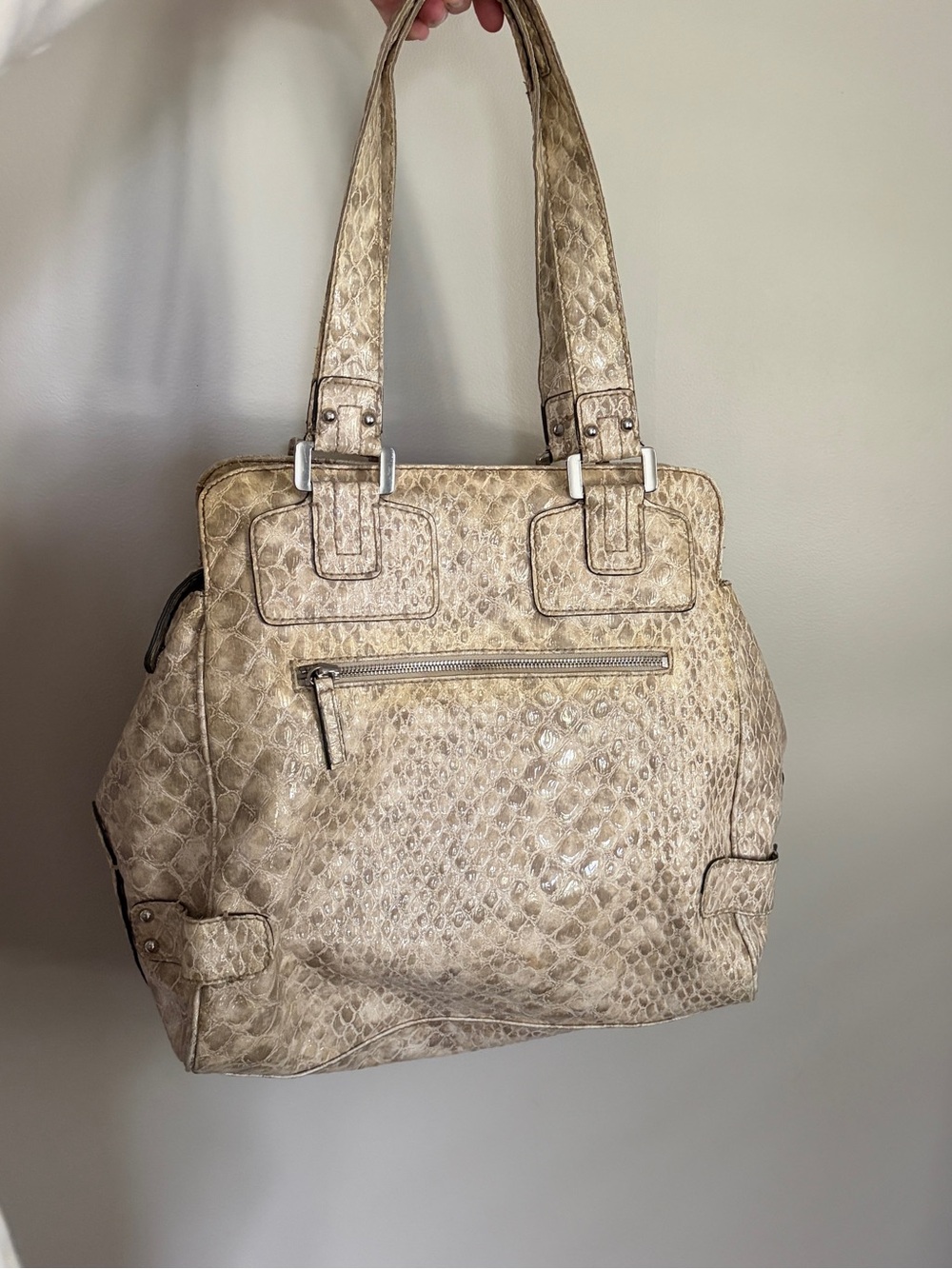 Y2K Guess cream faux croc leather large tote purse - Picture 8 of 16